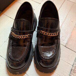 Black Patent Leather Chunky Platform Loafers